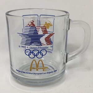 1984 Olympics Los Angeles Coffee/Tea Cup/Mug Vintage GLASS McDONALDS Promotional